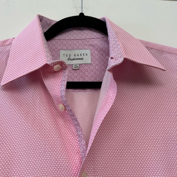 Ted Baker “Endurance” pink oxford shirt. 16.5. 34/36. EUC. Dot and daisy fabric - Picture 2 of 11